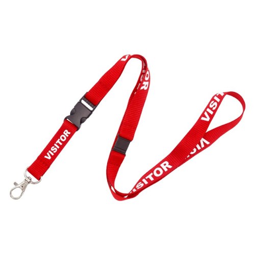 Lanyard Preprinted Visitor Red 15mm